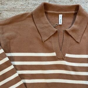 NWT!  Wishlist Striped Collared Sweater.  Sz S